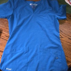 Greys anatomy royal blue scrub top size xs